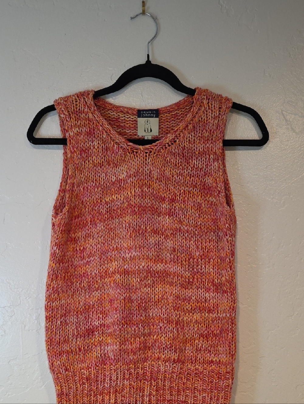 Cousin Johnny Pink Orange Knit Sleeveless Top
